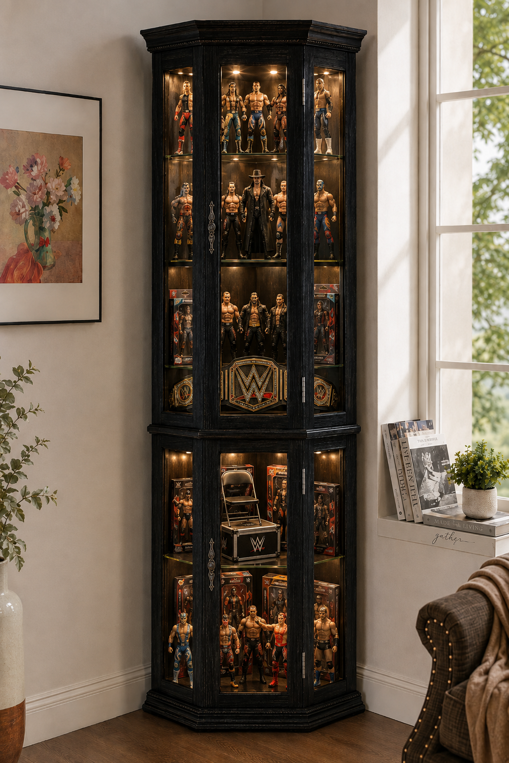 Heritage Series Corner LED Curio Cabinet